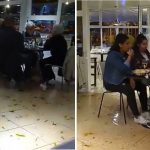 La marea invadió un restaurant de Puerto Madryn pero los comensales siguieron comiendo